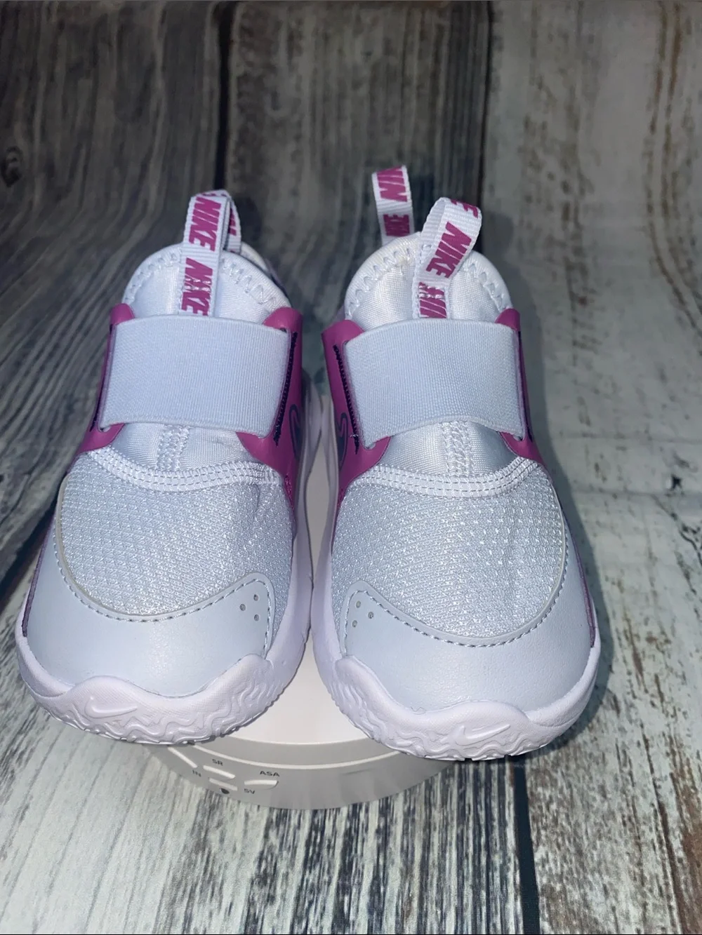 Nike Flex Runner 3 Toddler Shoes White Pink Slip-On Sneakers Size 6C